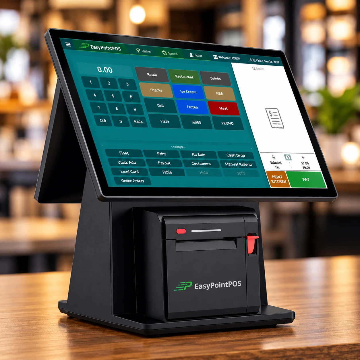 EasyPoint dual-screen register at a convenience store counter